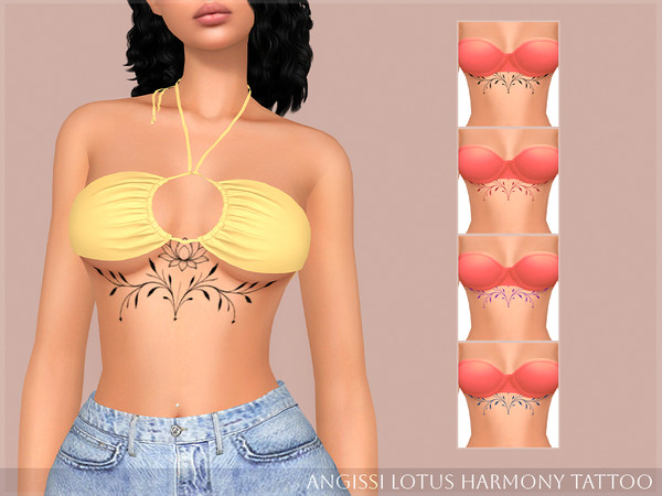Sims 4 — Lotus Harmony Tattoo by ANGISSI — PREVIEWS MADE USING HQ MOD HQ compatible
