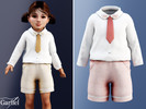Sims 4 — Toddler - Cute bear-collar shirt with tie and shorts by Garfiel — A tidy toddler outfit set featuring a crisp