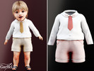 Sims 4 — Infant - Sweet bear-collar shirt with tiny tie and shorts by Garfiel — An adorable infant outfit set with a