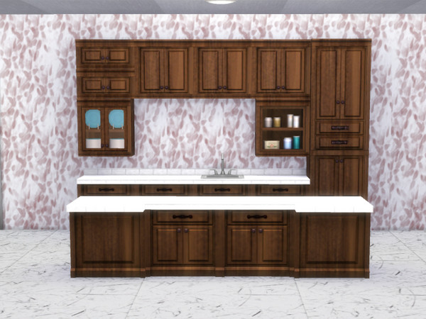 Sims 4 — S. Cargeaux Counter Cabinet by CarineKitana — Cleyne Set Kithcen Wood And Stone -Rustic set of colored wood
