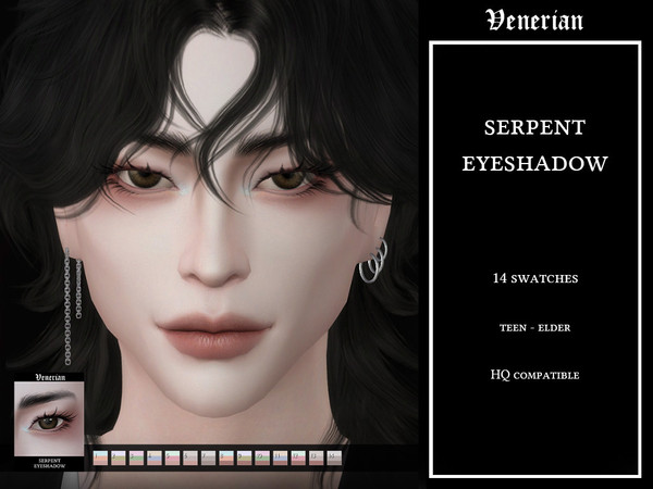 Sims 4 — Serpent Eyeshadow by Venerian by Venerian — 14 swatches Teen to elder No gender or frame restrictions HQ