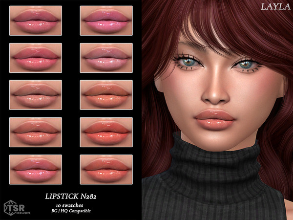 Sims 4 — Glossy Lipstick N282 by Layla — Female Glossy Lipstick Previews were made using HQ Mod