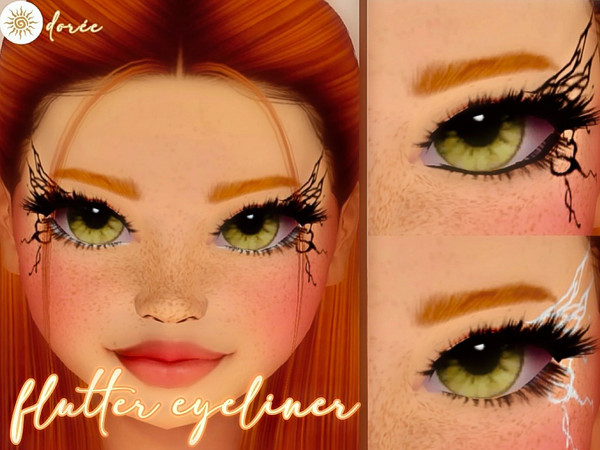 Sims 4 — flutter eyeliner - doree by doreesims — a butterfly inspired graphic eyeliner