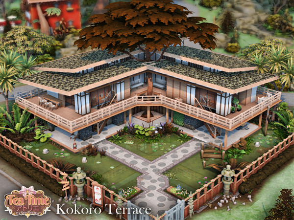 Sims 4 — Kokoro Terrace l noCC by simZmora — This elevated modern treehouse villa blends nature with architecture in a