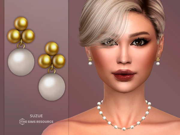 Sims 4 — Lucy Earrings by Suzue — New Mesh (Suzue)