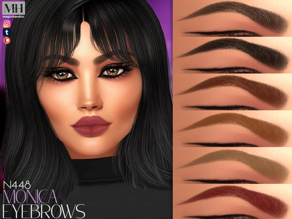 Sims 4 — Monica Eyebrows N448 by MagicHand — Soft Sculpted brows in 13 colors - HQ Compatible.