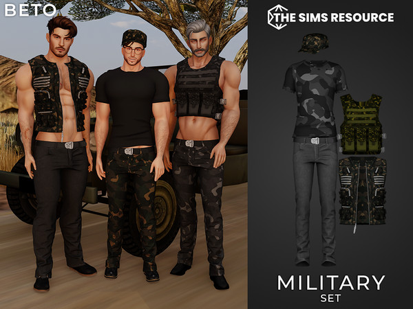 Sims 4 — By Beto - Military (Cap) by Beto_ae0 — Sexy military-style men's outfit, enjoy!