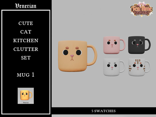 Sims 4 — Cute Cat Kitchen Clutter Set Mug With Liquid by Venerian by Venerian — dkcnsdlkd