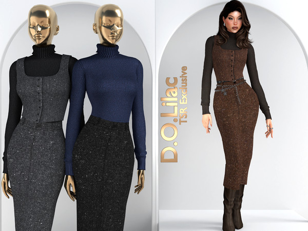 Sims 4 — Modern Authority Set DO147 Top and Vest 2163 by DOLilac — Includes: (Top + Bottom)