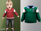 Sims 4 — Infant - Cozy polo sweatshirt with varsity patch and soft cuffs by Garfiel — A comfy infant top that mixes a