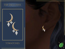 Sims 4 — Mella Crescent Earrings by Pitted0live — Dainty earrings in a crescent moon shape with diamonds Custom catalog