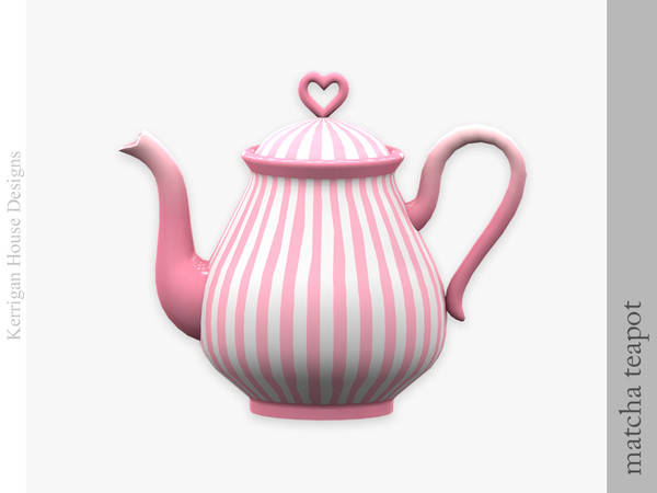 Sims 4 — Matcha Teapot by kerriganhouse — An adorable green and pink baking tea set.