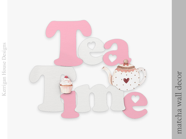 Sims 4 — Matcha Wall Decor by kerriganhouse — An adorable green and pink baking tea set.