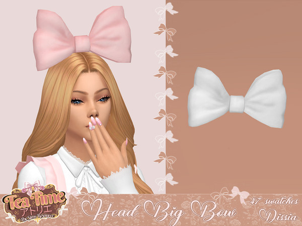 Sims 4 — Head Big Bow v2 by Dissia — Huge head bow