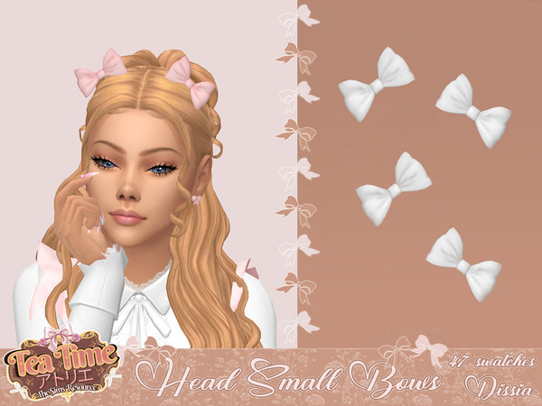 Sims 4 — Head Small Bows v1 (Higher) by Dissia — Small bows for your sim hairstyles