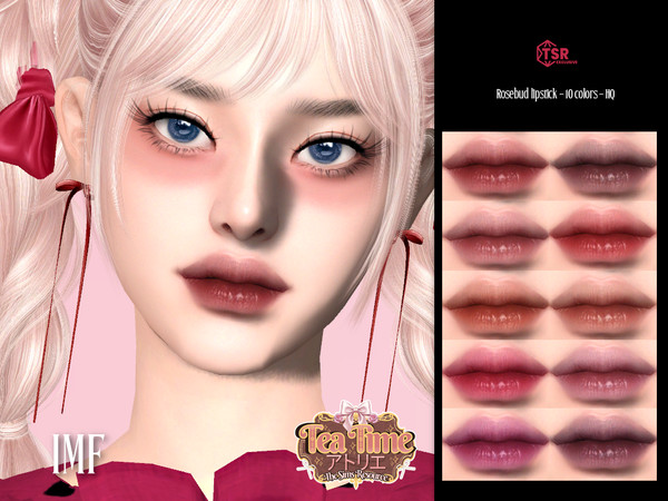 Sims 4 — Tea Time IMF Rosebud Lipstick by IzzieMcFire — Rosebud Lipstick contains 10 colors in hq texture. Standalone