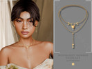 Sims 4 — Summer Moonlit Necklace by Glitterberryfly — A layered moth necklace set in gold with star pendant