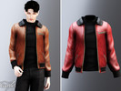 Sims 4 — Adult - Leather bomber jacket with contrast collar and zips by Garfiel — A modern adult leather bomber with a