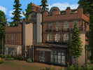 Sims 4 — Industrial Library (NO CC) by plumbobkingdom — This industrial library combines exposed brick, metal structures,