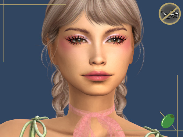 Sims 4 — Tea Time Doll 3D Lashes Glasses Contradict by Pitted0live — 'Doll like' long pointed 3D eyelashes Top lash only