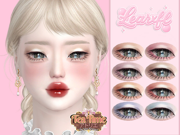 Sims 4 — [Learxfl] Milk Tea Eyeshadow by Learxfl — Eyeshadow, 8 swatches , HQ and BGC . Standalone item with thumbnail.