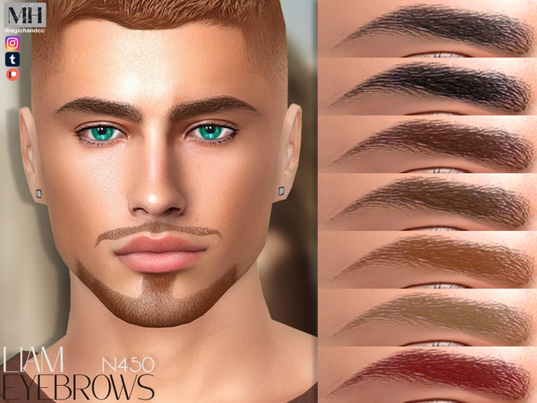 Sims 4 — Liam Eyebrows N450 by MagicHand — Soft-arch brows in 13 colors - HQ Compatible.