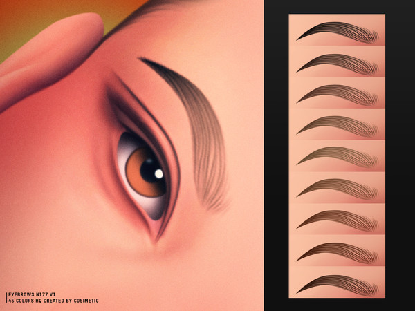 Sims 4 — Lift Flow Brows N177 V1 by cosimetic — A lifted brow design with gentle hair movement and defined structure.