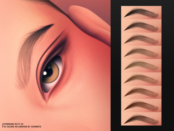 Sims 4 — Lift Flow Brows N177 V2 by cosimetic — A thicker and more expressive variation with freer hair strokes. Delivers