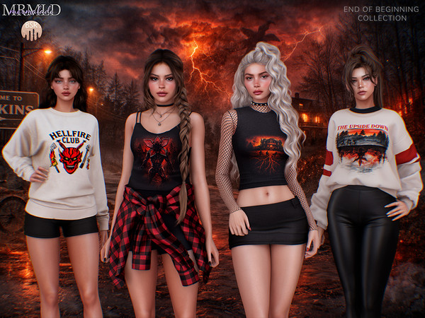 Sims 4 — SET-End of Beginning P269 - Patreon (feat. Mermalade) by busra-tr — Set Inclued : Top - Short - Sweatshirt -