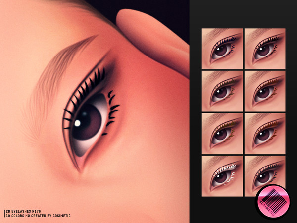 Sims 4 — 2D MM Soft Cluster Lashes N176 by cosimetic — Balanced 2D lashes with small grouped strands that create natural