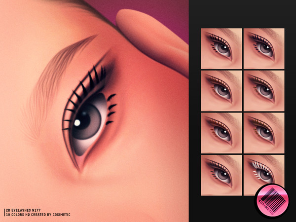Sims 4 — 2D MM Wispy Arc Lashes N177 by cosimetic — Curved 2D lashes with elongated wispy strands for a lifted eye