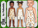 Sims 4 — Toddler Vintage Beige and Brown Romper by Pelineldis — Kids fashion clothing: five rompers for toddler girls and