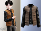 Sims 4 — Child - Two-tone leather jacket with suede body and zips by Garfiel — A bold child jacket with a two-tone look,