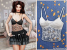 Sims 4 — Lace sheer floral camisole by MysteriousOo — A delicate camisole with thin straps and a softly ruched lace bust.