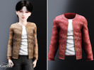 Sims 4 — Child - Sleek reptile leather jacket with gold zipper by Garfiel — A clean, modern zip jacket for kids with a