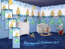 Sims 4 — Mermaid Dream SET by matomibotaki — Enchanting children's wallpaper invites you to dream, available in 4