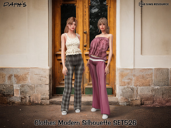 Sims 4 — Clothes Modern Silhouette SET526 by Daph's — A stylish everyday outfit set featuring soft flare pants and