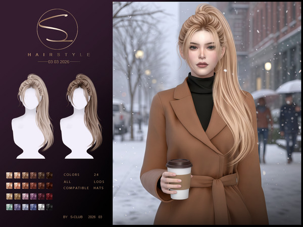 Sims 4 — sclub_ts4_hair_ 030326 by S-Club — Mid-length ponytail hope you like, thank you.