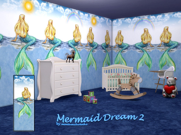 Sims 4 — Mermaid Dream2 by matomibotaki — Enchanting children's wallpaper invites you to dream, available in 4 combinable