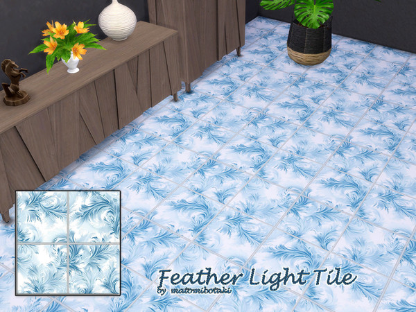 Sims 4 — Feather Light Tile by matomibotaki — Tiled floors with the lightness of feather patterns in 4 different