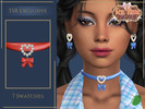 Sims 4 — Tea Time Pearl Heart Choker by Pitted0live — Silk choker with a pearl heart and bow pendant Custom catalog image