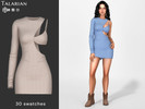 Sims 4 — Miranda One Sleeve Cut-Out Mini Dress by talarian — Mini dress featuring single long sleeve design with side