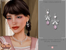 Sims 4 — Kawaii Pink Crystal & Pearl Bow Earrings by Glitterberryfly — Kawaii Pink Crystal & Pearl Bow Pendant