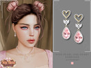 Sims 4 — PATREON- Pink Diamond & Heart Earrings by Glitterberryfly — A dangle earring with heart pendant and diamonds