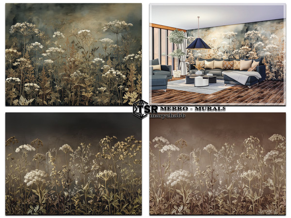 Sims 4 — Merro - Murals by marychabb — For short , medium , tall wall Kategory: Wallpaper Walls - 3 colors - The floor