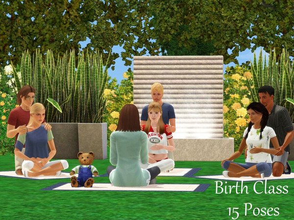 Sims 3 — Child Birth Class Poses by jessesue2 — Poses for your pregnant simmies! Child birth classes. The sims in these