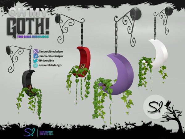 Sims 4 — Oh My Goth - Beauty Room Moon Planter by SIMcredible! — by SIMcredibledesigns.com available at TSR 4 colors