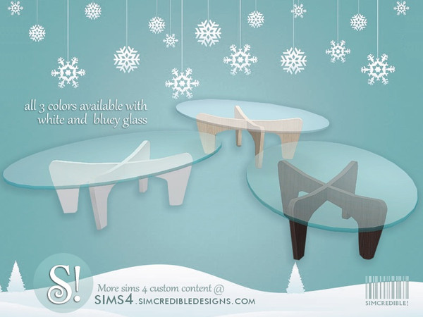 Sims 4 — Estrela Coffee Table by SIMcredible! — by SIMcredibledesigns.com available at TSR 3 colors in 6 variations