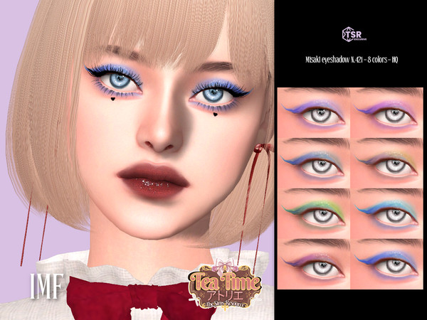 Sims 4 — Tea Time IMF Misaki Eyeshadow N.421 by IzzieMcFire — Misaki Eyeshadow N.421 contains 8 colors in hq texture.