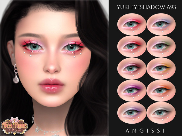 Sims 4 — Yuki Eyeshadow A93 by ANGISSI — PREVIEWS MADE USING HQ MOD 10 colors